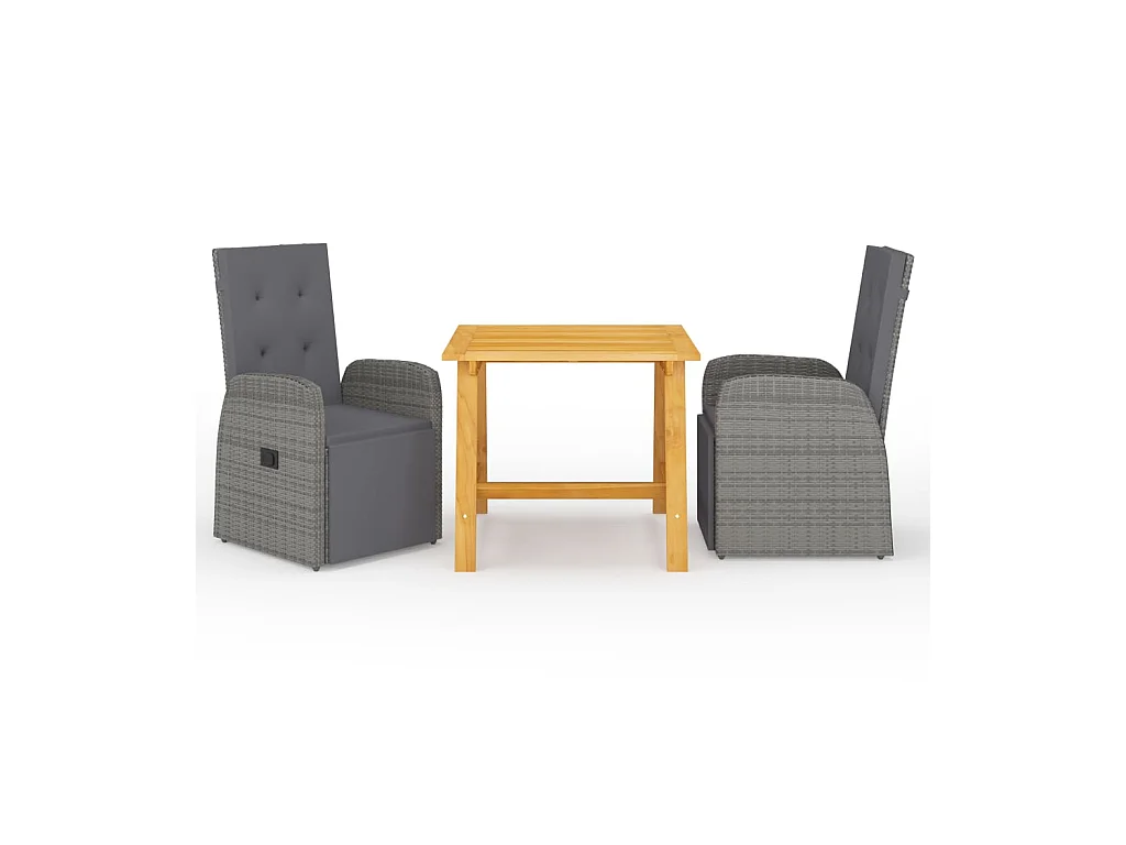 Ensemble de salle à manger de jardin 3 pcs Gris 22