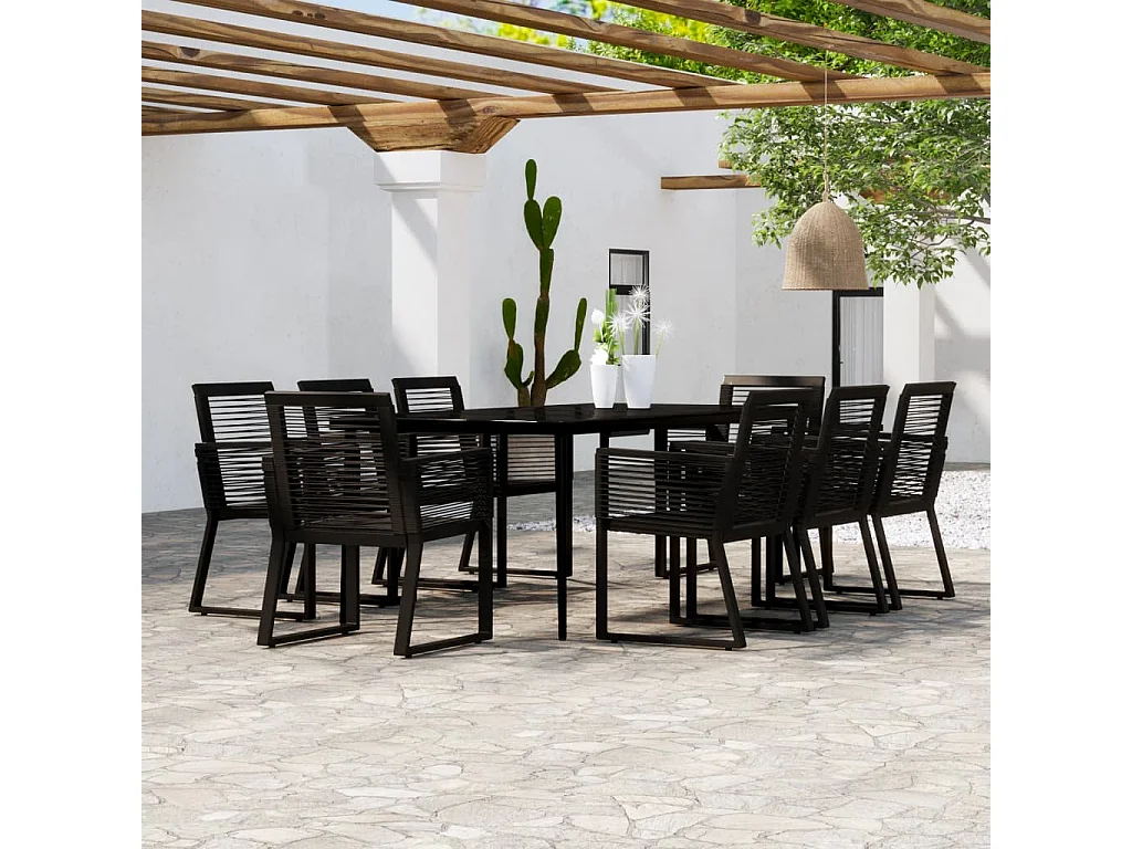 Ensemble de salle à manger de jardin 9 pcs Noir