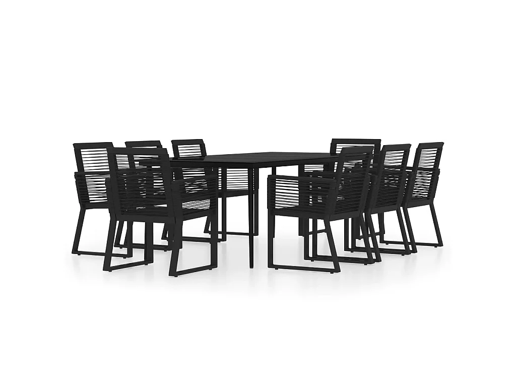Ensemble de salle à manger de jardin 9 pcs Noir