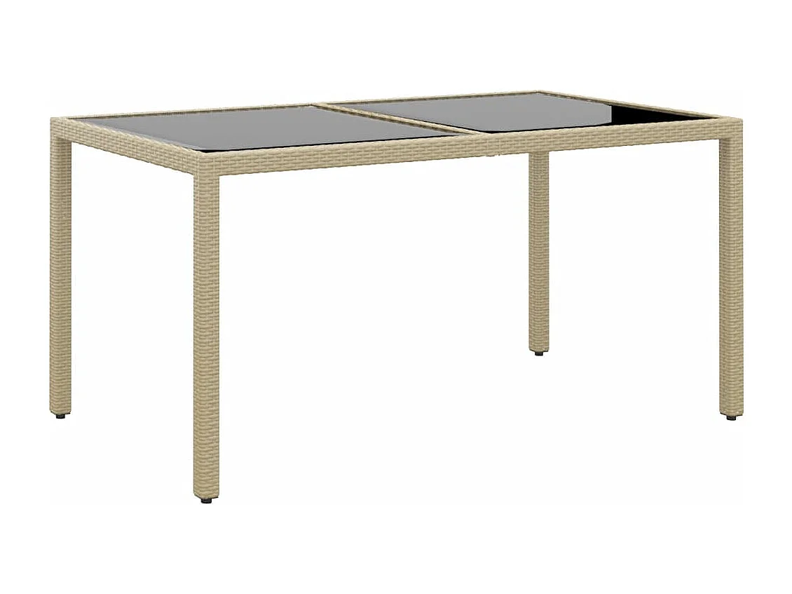 Mobilier à dîner jardin 5 pcs Résine tressée verre trempé Beige