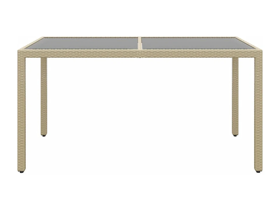 Mobilier à dîner jardin 5 pcs Résine tressée verre trempé Beige