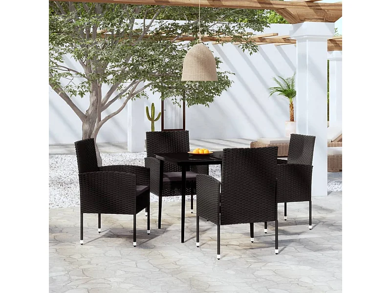 Ensemble de salle à manger de jardin 5 pcs Noir 7