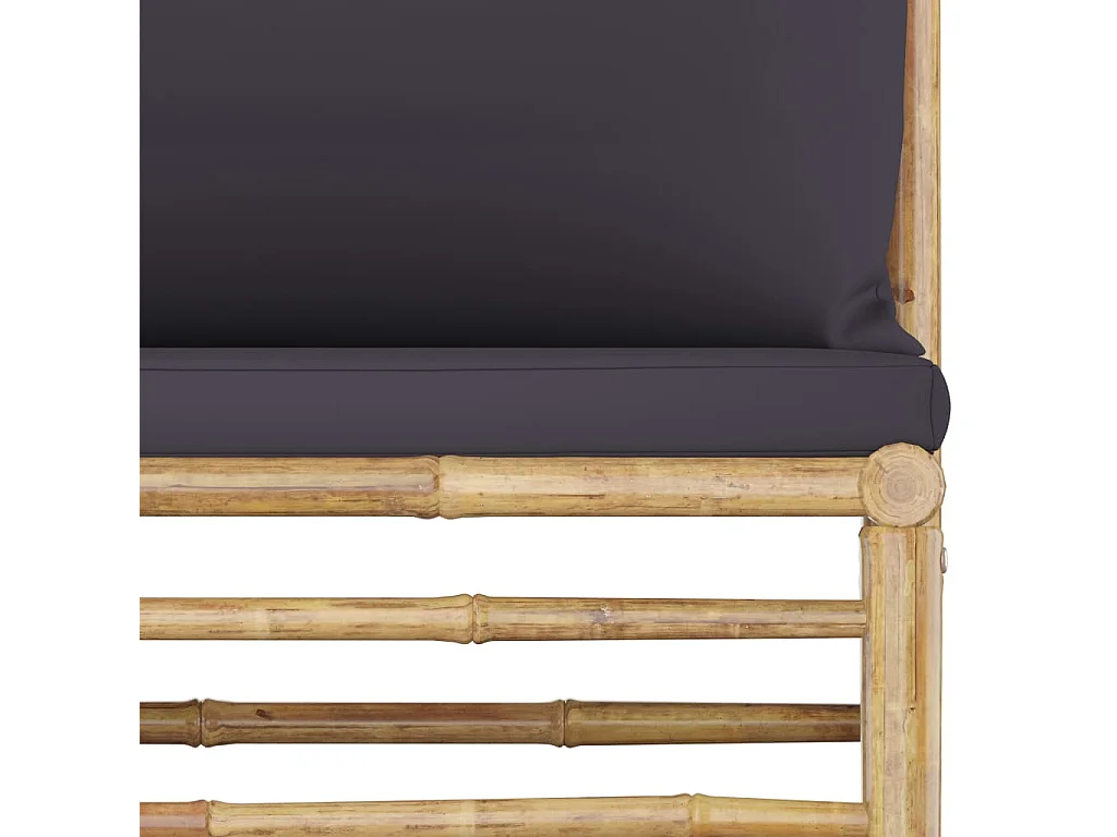 Salon de jardin 7 pcs avec coussins gris foncé Bambou