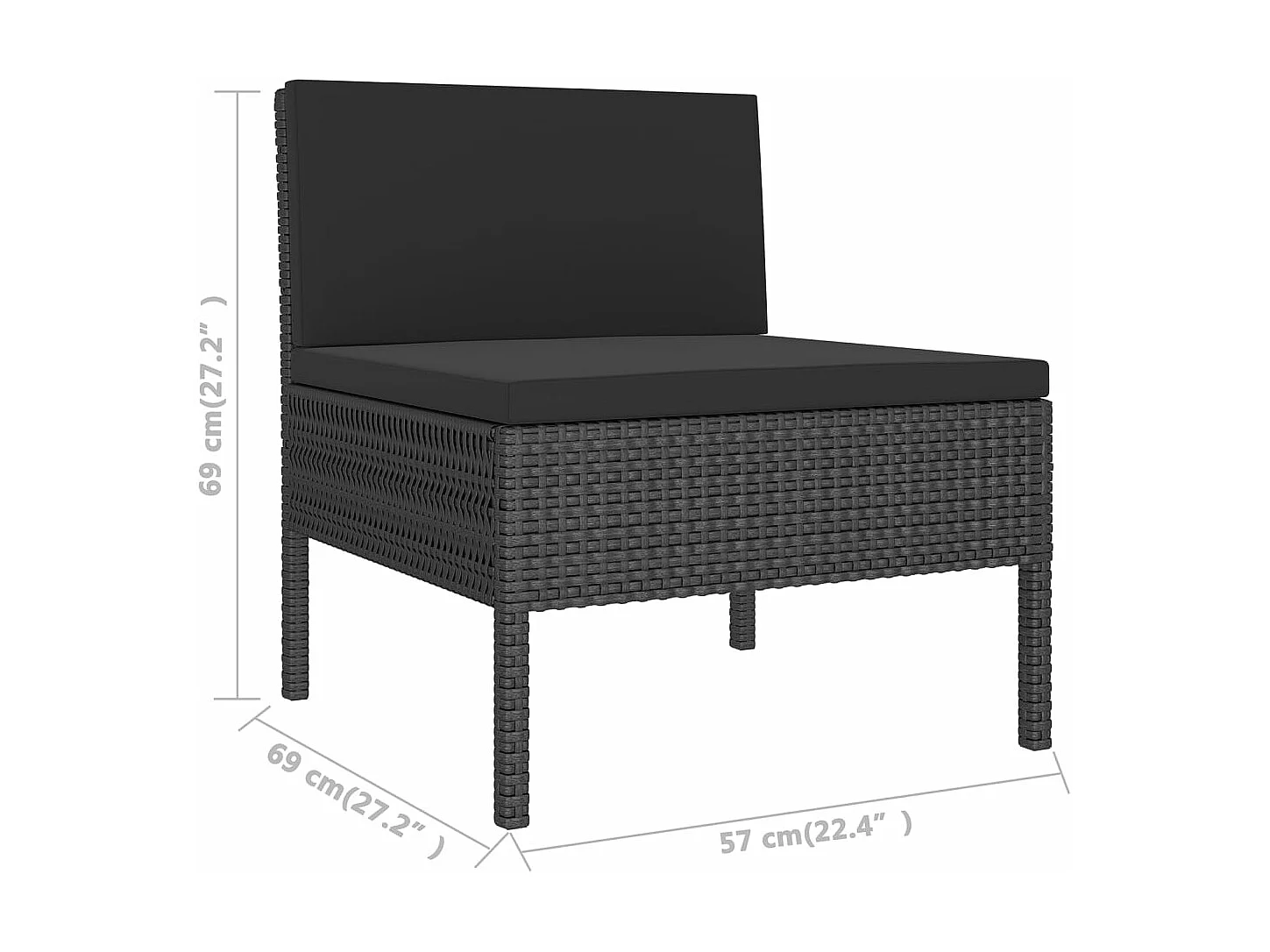 Salon de jardin 11 pcs avec coussins Résine tressée Noir 27