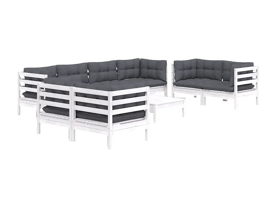 Salon de jardin 9 pcs avec coussins Bois de pin massif 5