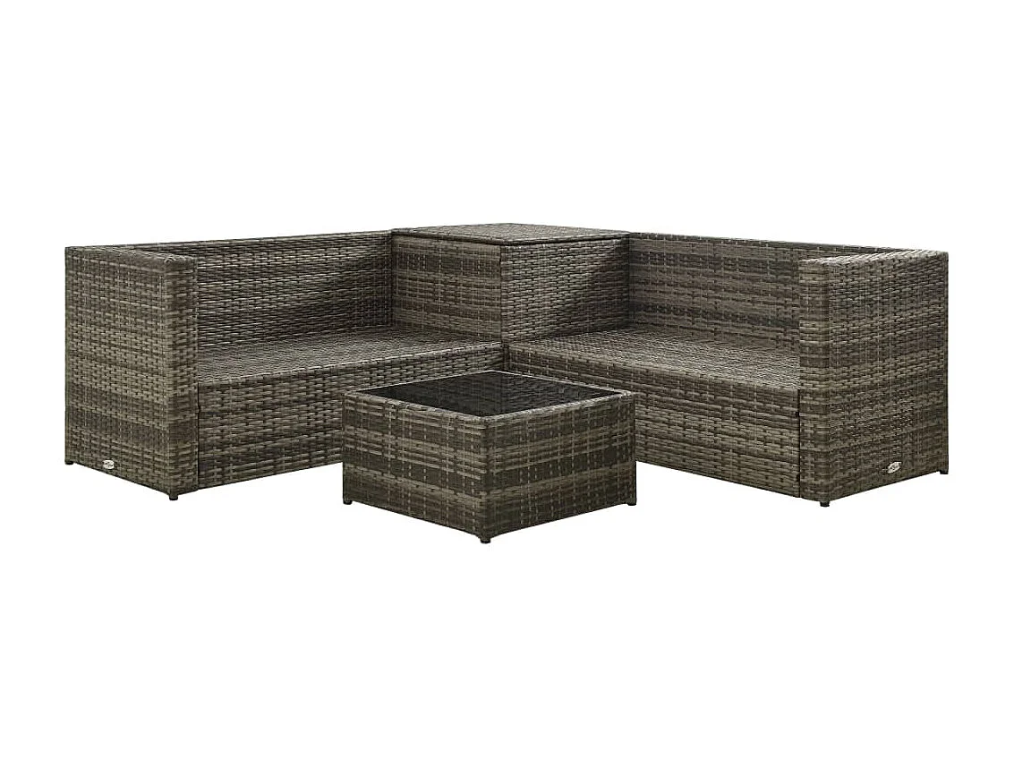 Salon de jardin 4 pcs avec coussins Résine tressée Gris 20