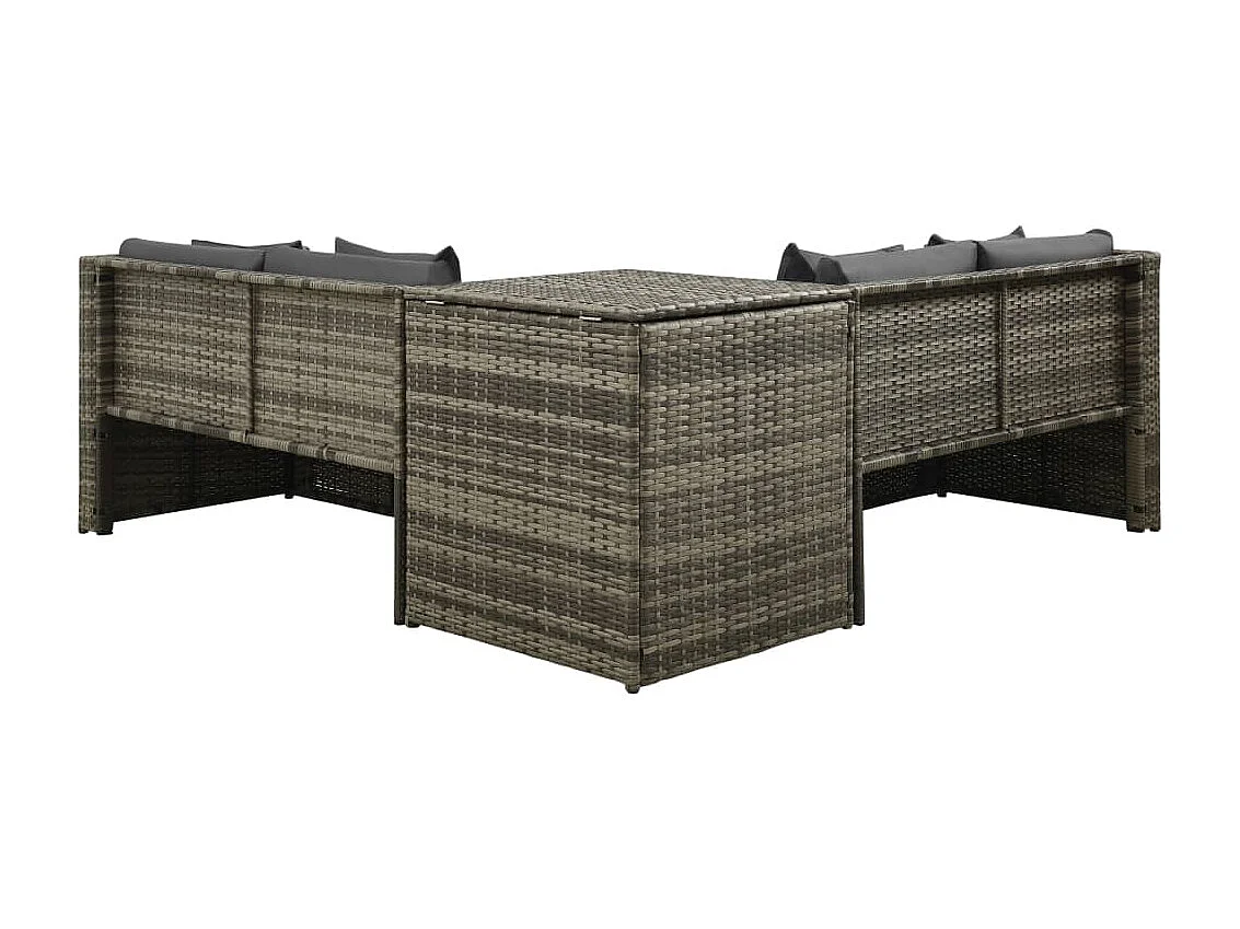 Salon de jardin 4 pcs avec coussins Résine tressée Gris 20