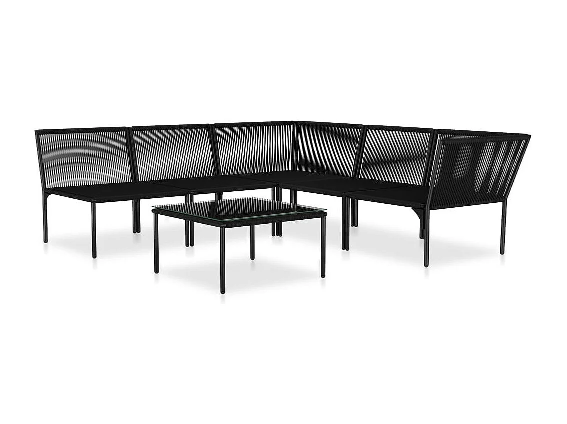 Salon de jardin 6 pcs avec coussins Noir PVC