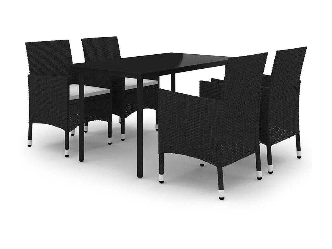 Mobilier à dîner de jardin coussins 5 pcs Résine tressée Verre 7