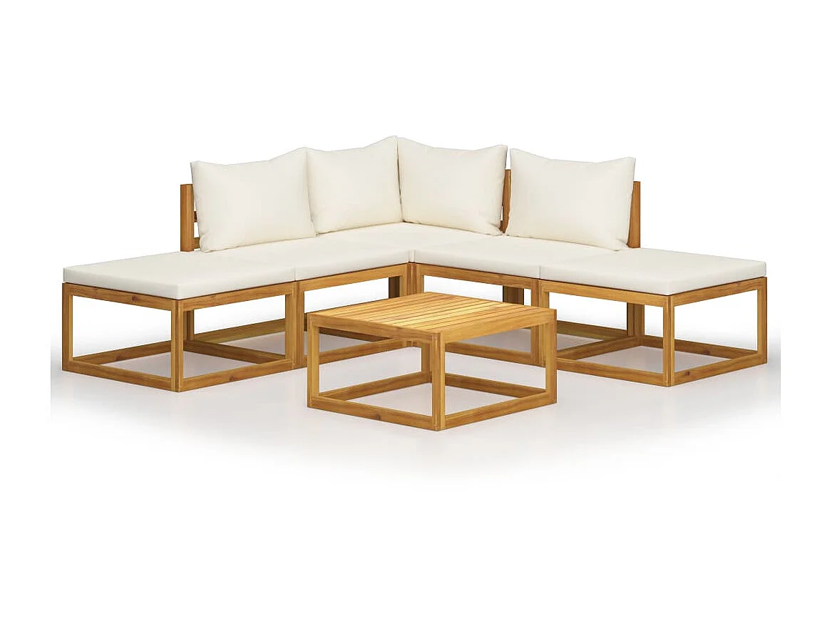 Salon de jardin 6 pcs avec coussins Bois d'acacia solide 14