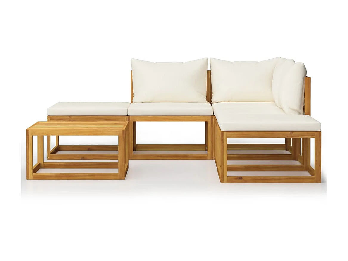 Salon de jardin 6 pcs avec coussins Bois d'acacia solide 14