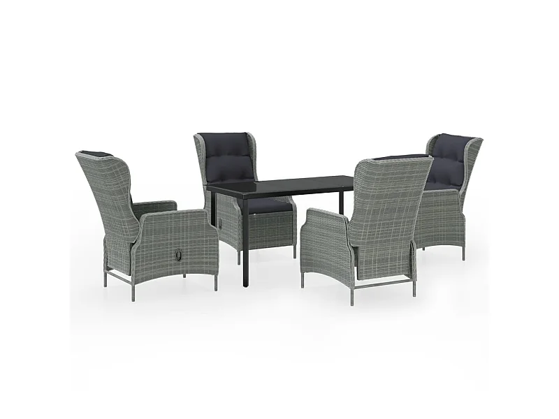 Ensemble de salle à manger de jardin 5 pcs Gris clair 2