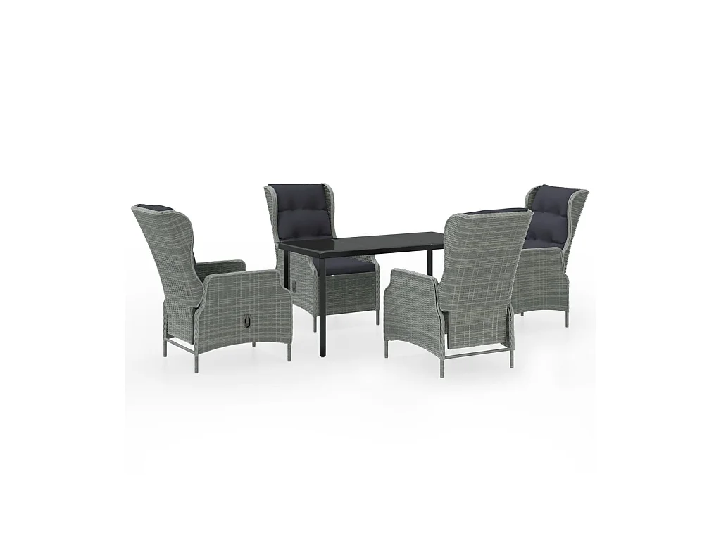 Ensemble de salle à manger de jardin 5 pcs Gris clair 2