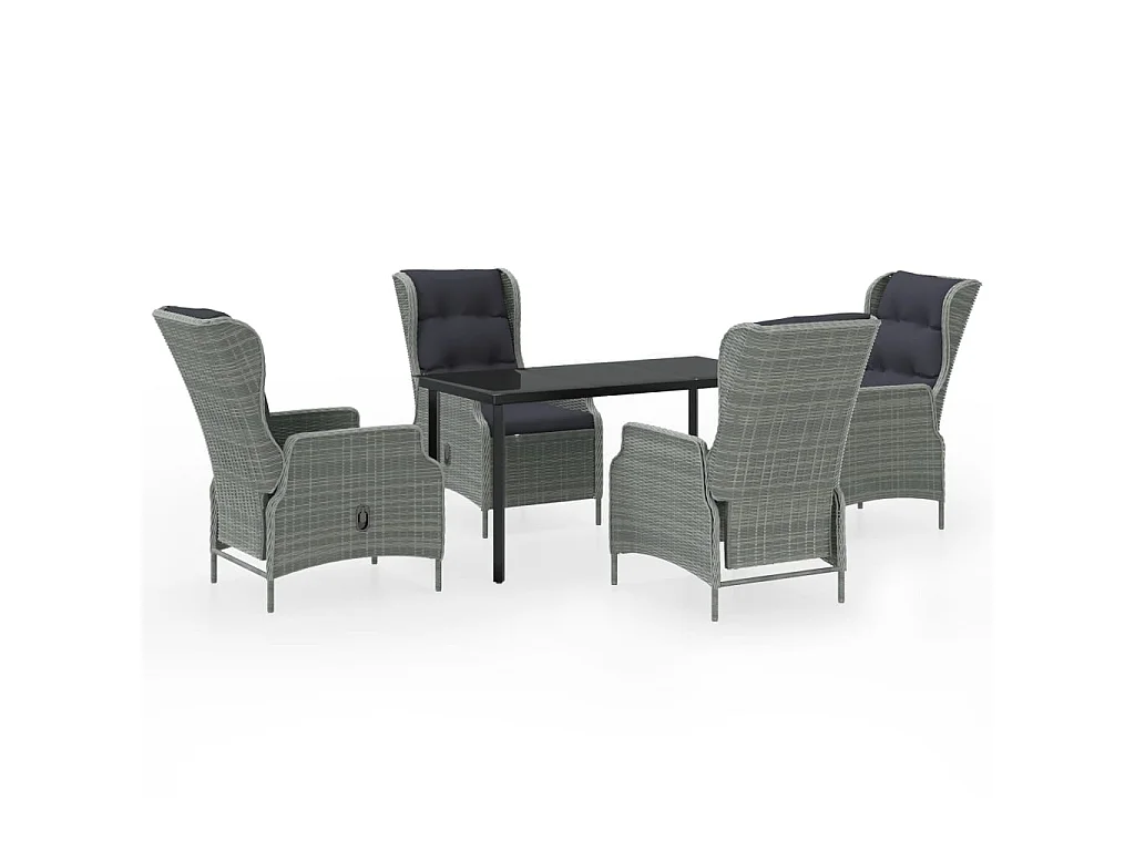 Ensemble de salle à manger de jardin 5 pcs Gris clair 2