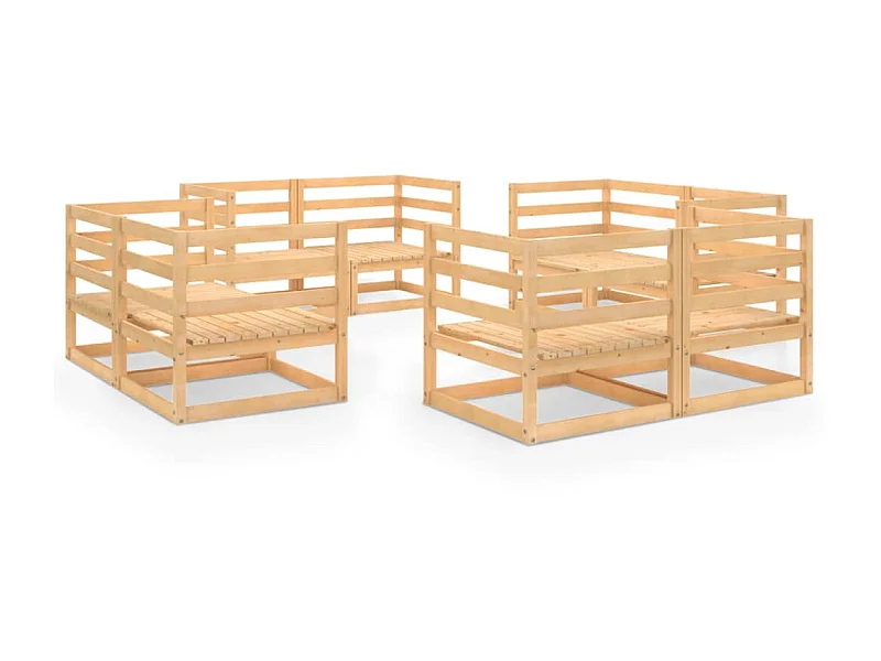 Salon de jardin 8 pcs Bois de pin massif 5