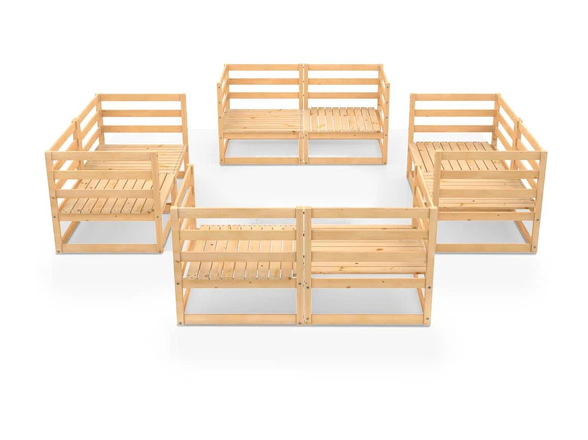 Salon de jardin 8 pcs Bois de pin massif 5