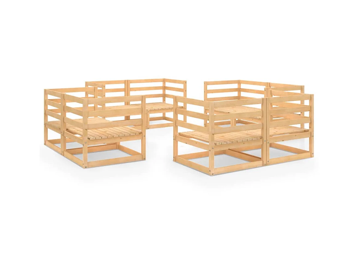 Salon de jardin 8 pcs Bois de pin massif 5
