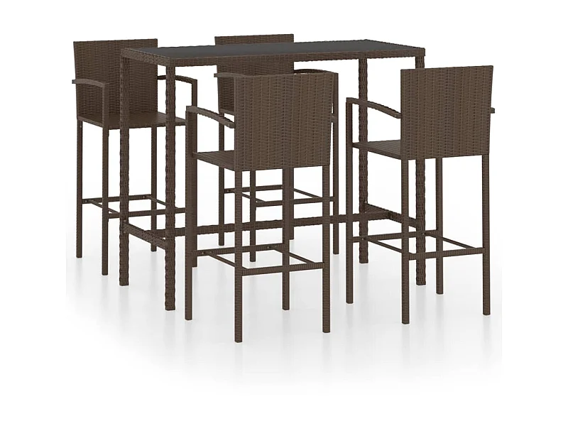 Ensemble de bar de jardin 5 pcs Résine tressée Marron 3