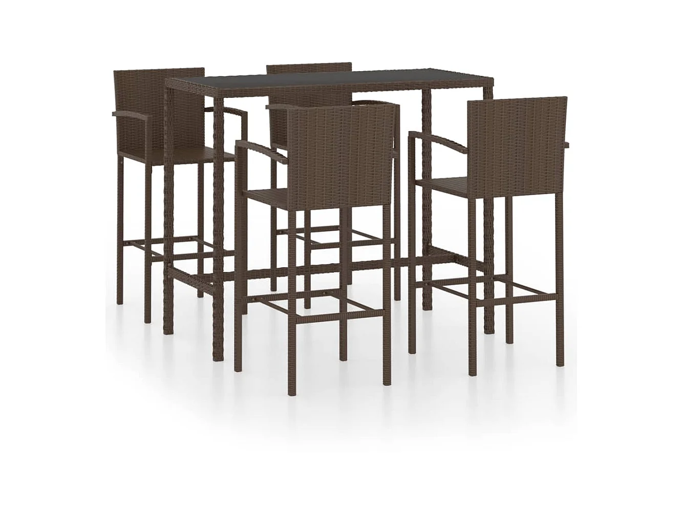 Ensemble de bar de jardin 5 pcs Résine tressée Marron 3