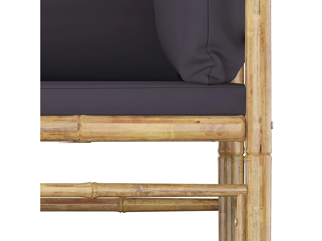 Salon de jardin 5 pcs avec coussins gris foncé Bambou 4