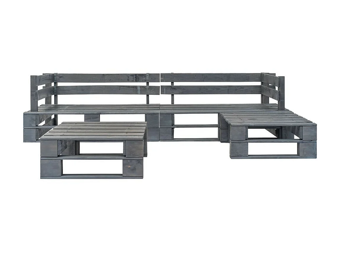 Salon de jardin palette 4 pcs Bois Gris 2