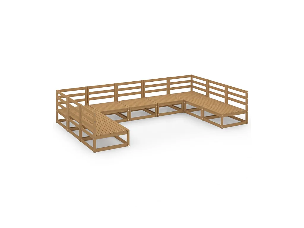 Salon de jardin 9 pcs Bois de pin massif 45