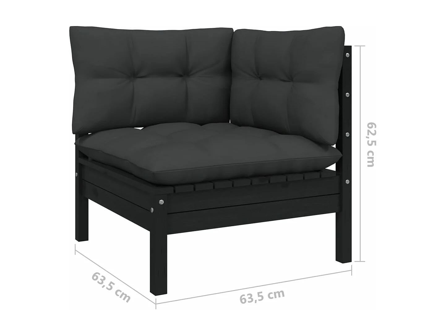 Salon de jardin 8 pcs avec coussins anthracite Bois de pin 5