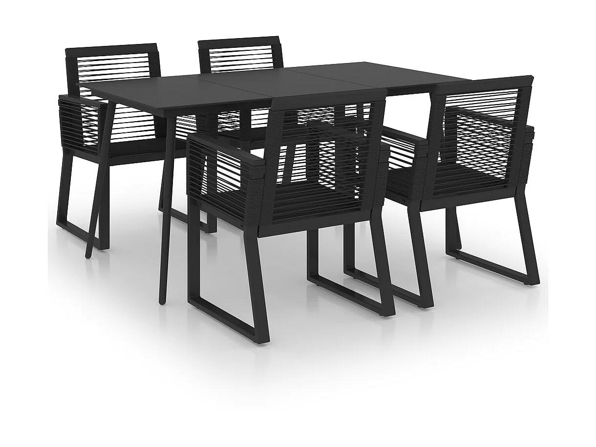 Ensemble à dîner d'extérieur 5 pcs Rotin PVC Noir 7