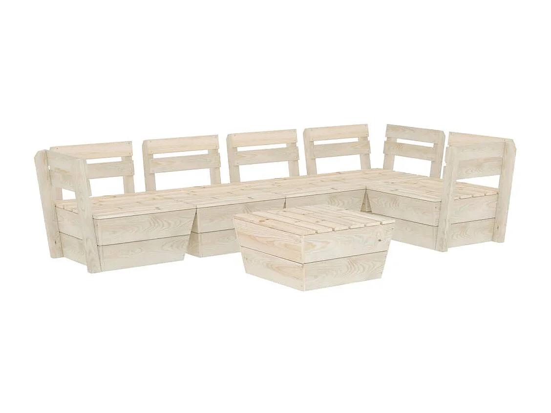 Salon de jardin palette 6 pcs Bois d'épicéa imprégné 7