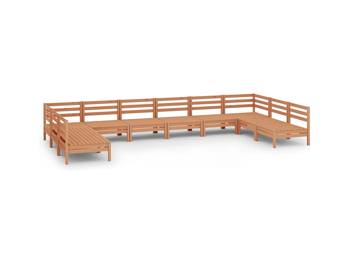 Salon de jardin 10 pcs Marron miel Bois de pin massif 14