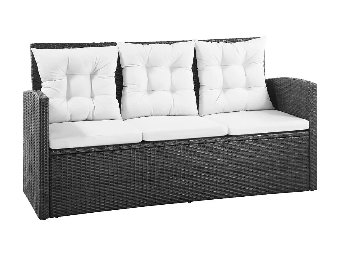 Salon de jardin 5 pcs avec coussins Résine tressée Noir 24