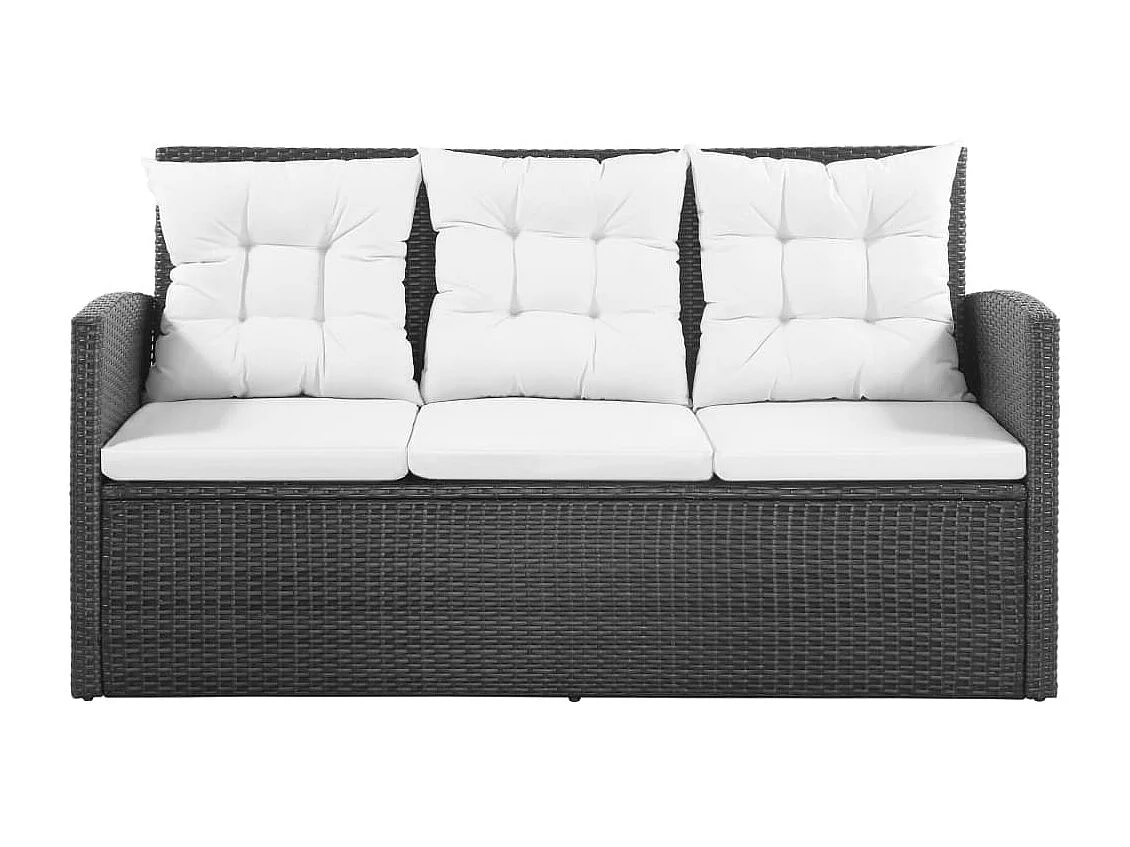 Salon de jardin 5 pcs avec coussins Résine tressée Noir 24