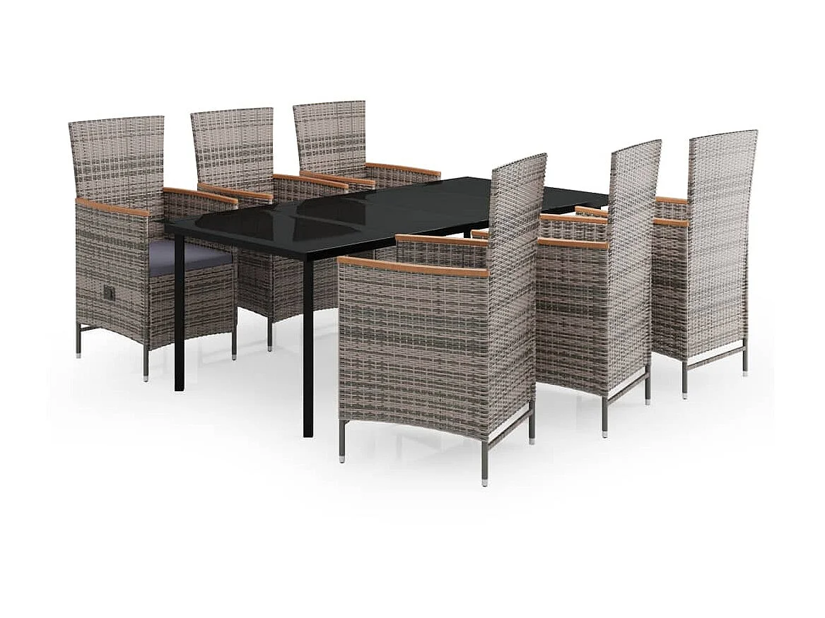 Ensemble de salle à manger de jardin avec coussins 7 pcs Gris 3