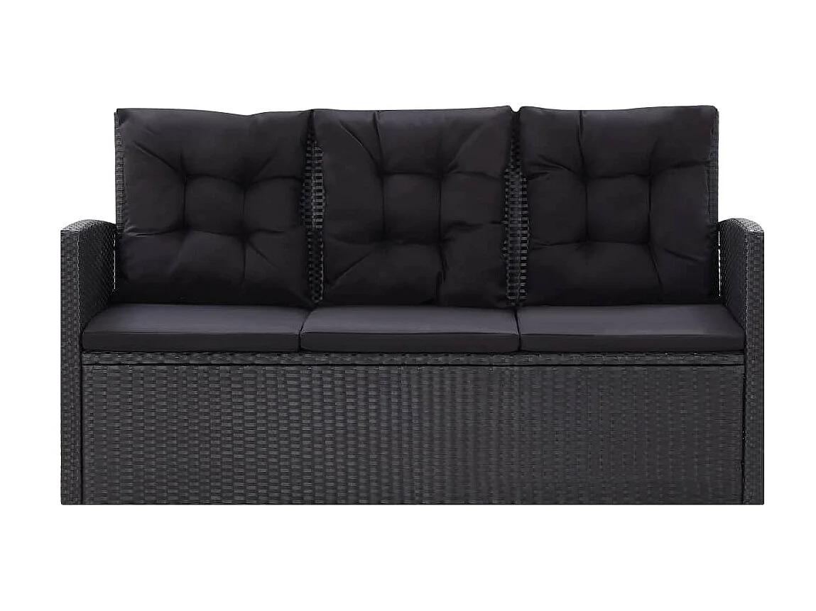 Salon de jardin 6 pcs avec coussins Résine tressée Noir 60