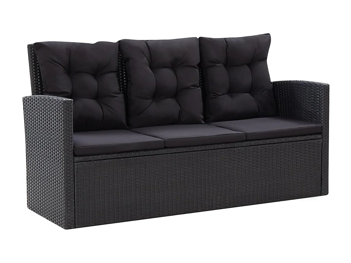 Salon de jardin 6 pcs avec coussins Résine tressée Noir 60