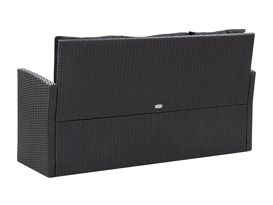 Salon de jardin 6 pcs avec coussins Résine tressée Noir 60