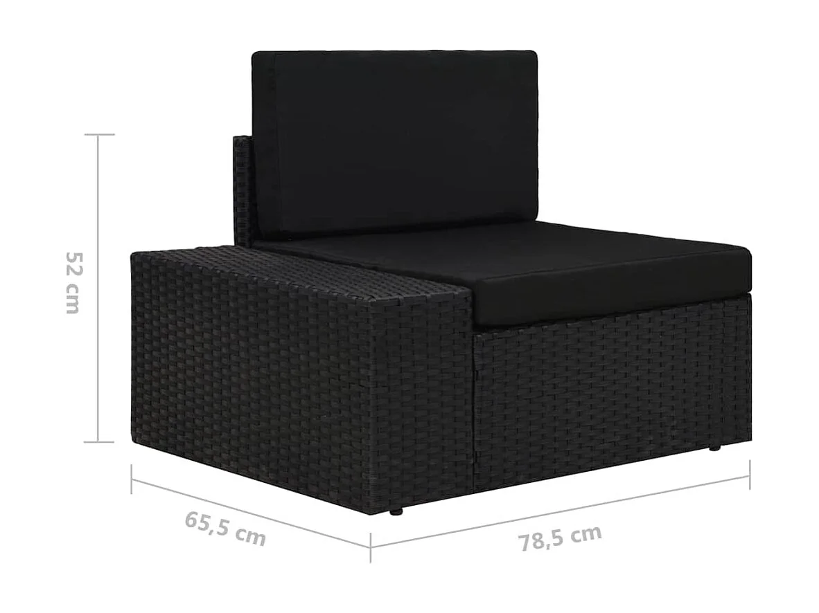 Salon de jardin 5 pcs avec coussins Noir Résine tressée 3