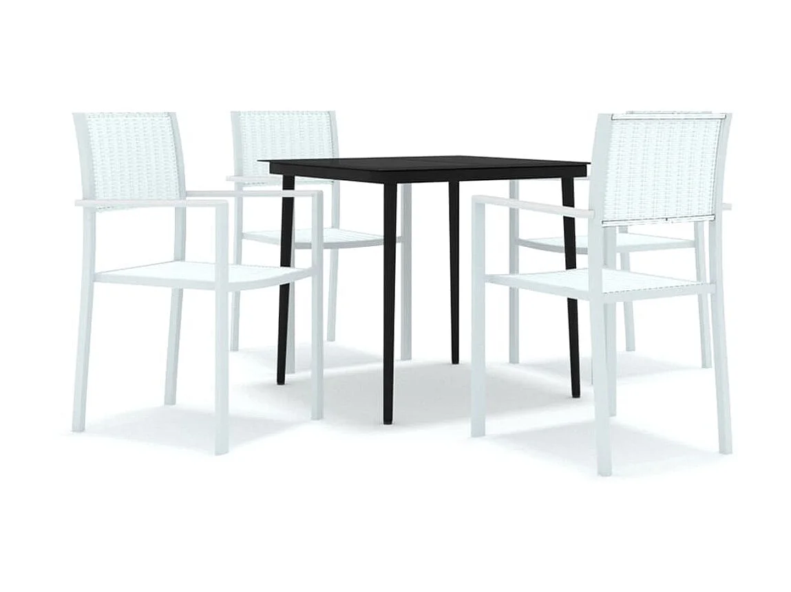 Ensemble de salle à manger de jardin 5 pcs Blanc 6