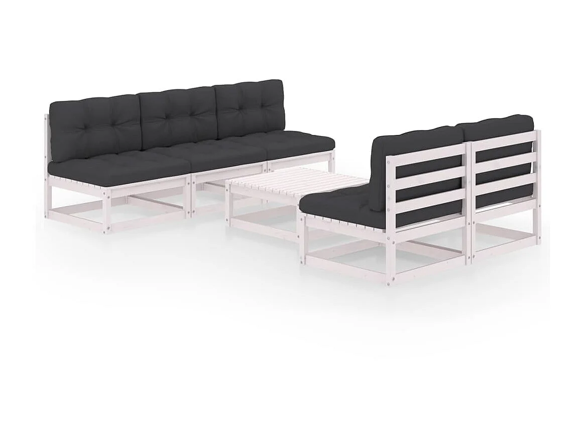 Salon de jardin 6 pcs avec coussins Bois de pin massif 38