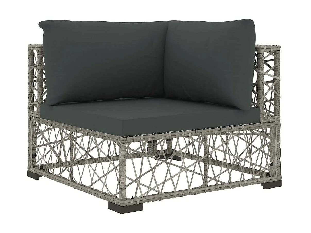 Salon de jardin 6 pcs avec coussins Résine tressée Gris 21