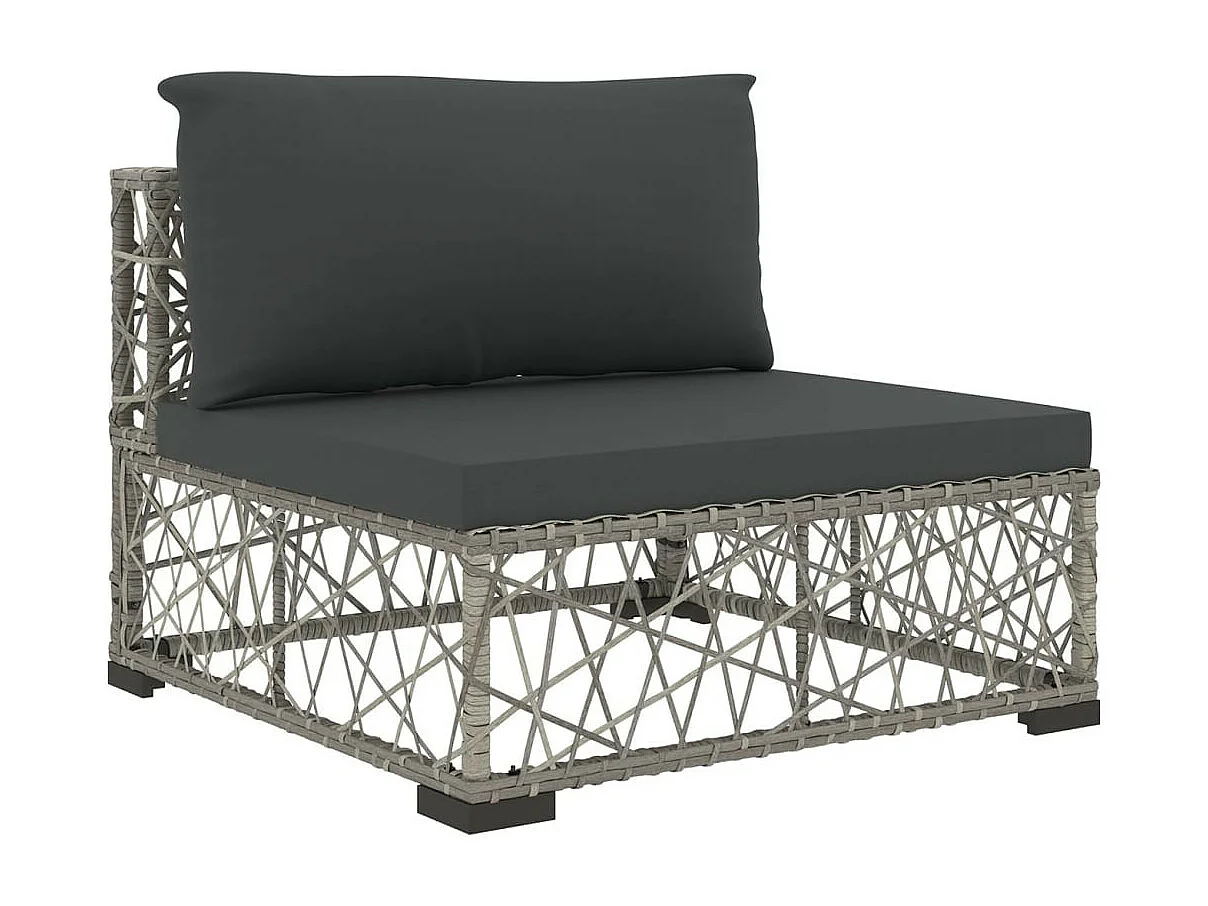 Salon de jardin 6 pcs avec coussins Résine tressée Gris 21