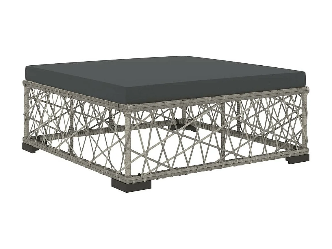 Salon de jardin 6 pcs avec coussins Résine tressée Gris 21