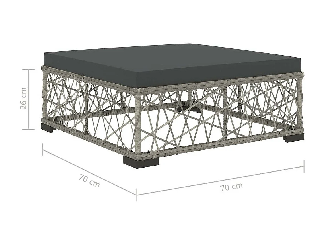 Salon de jardin 6 pcs avec coussins Résine tressée Gris 21
