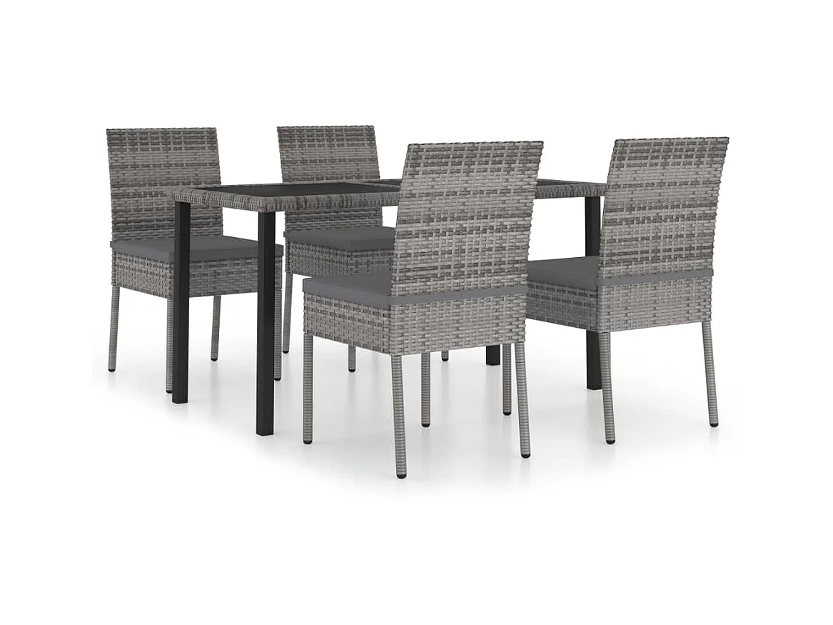 Ensemble de salle à manger de jardin 5 pcs Résine tressée Gris