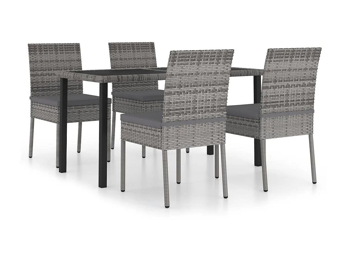 Ensemble de salle à manger de jardin 5 pcs Résine tressée Gris