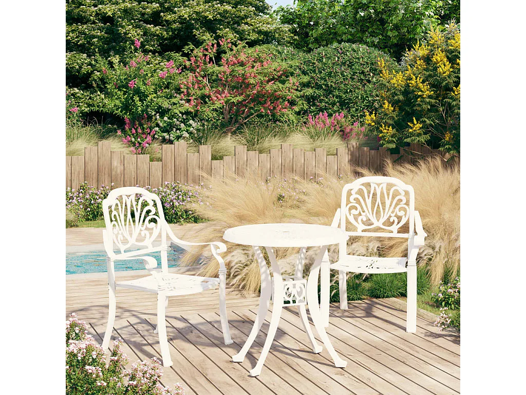 Ensemble de bistro 3 pcs Aluminium coulé Blanc 2