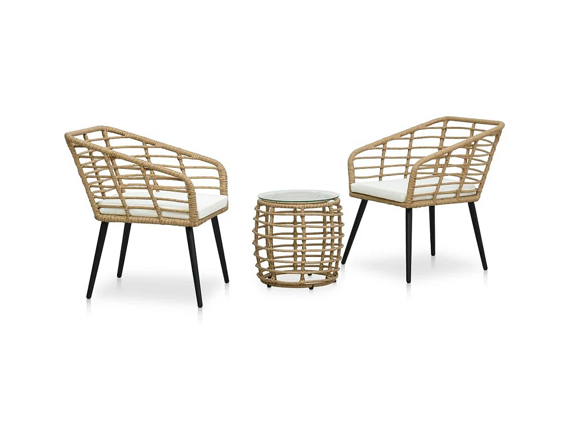 Ensemble de bistro 3 pcs Résine tressée Chêne 2