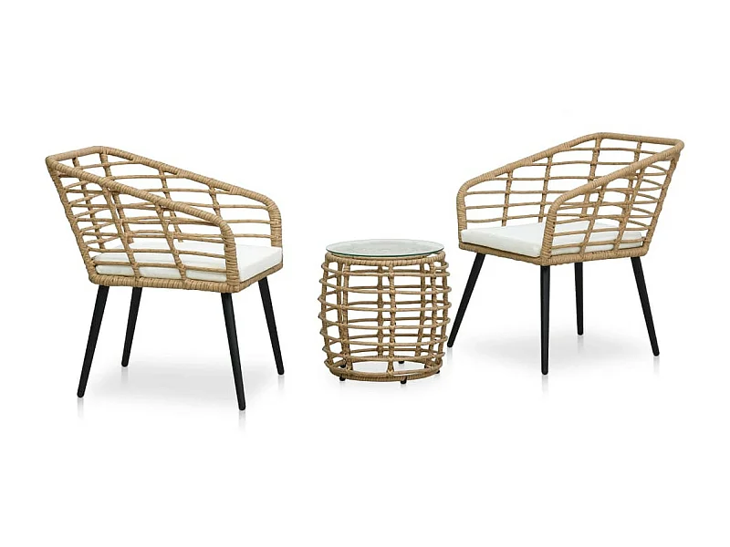 Ensemble de bistro 3 pcs Résine tressée Chêne 2