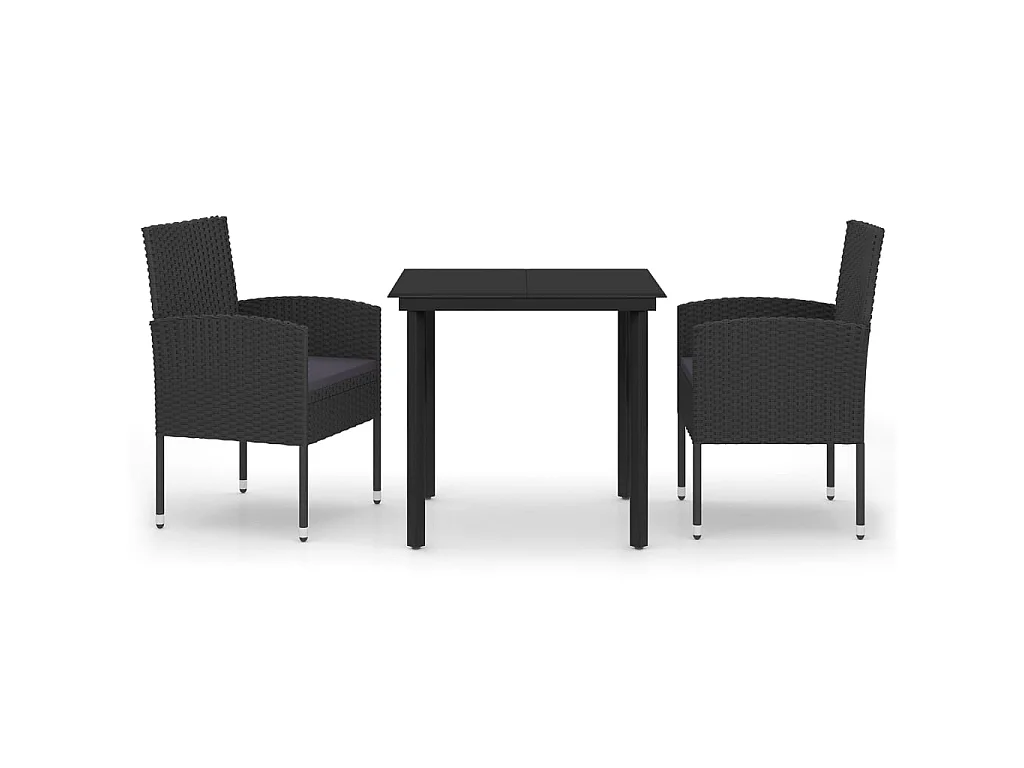 Juego de comedor para jardín 3 piezas negro
