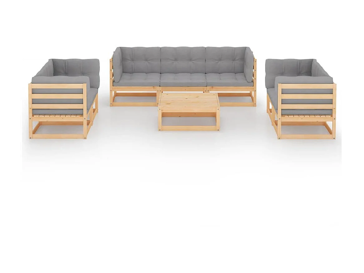 Salon de jardin 8 pcs avec coussins Bois de pin massif 41
